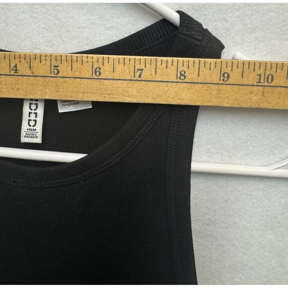 H&M Divided Black Ribbed Crop Tank Top Size M - Picture 3 of 6